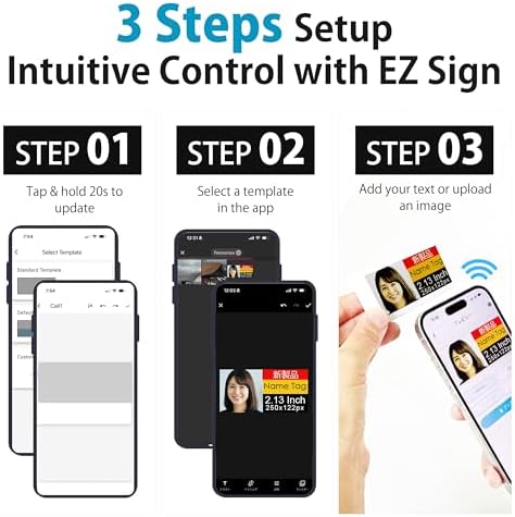 [Santek] EZ Sign NFC E-Paper Display – No Battery, Ultra-Thin 0.13”, Rewritable 4-Color Digital Display, App-Controlled (iOS/Android/PC), IP65 (Gold, 2.13 inch)