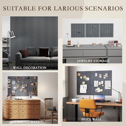 JBER Cork Board Alternative, 6 Pack 36" x 24" Felt Board, Dark Gray