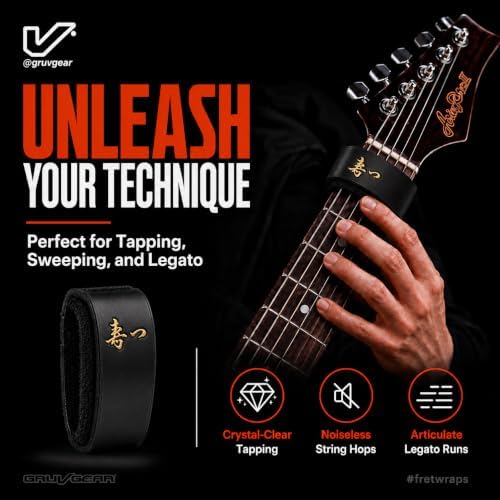 Gruv Gear Fret Wrap & Guitar Mute Matt Heafy EE Edition, Fretwrap for Acoustic, Electric & Bass | String Dampener Recording, Tapping & Practice Accessory (1 Pack, Medium Matt Heafy EE Edition, Fits 5