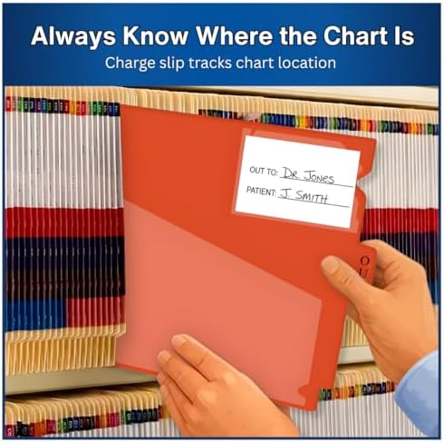 Doctor Stuff - Center Tab Vinyl Outguides, Diagonal Cut Front Pocket, Top Charge Out Slip Pocket, Plastic File Folder, Letter Size 9" x 13-1/4", Orange, 25/Box