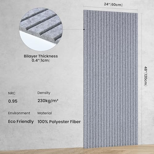 TO-TH Acoustic Wall Panels Large Noise Deadening Panel 10 Pack, Silver Gray
