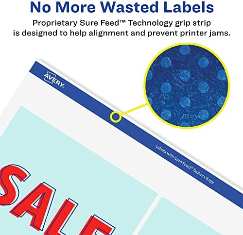 Avery® Glossy White Square Labels, Sure Feed® Technology, 4" x 4", 400 Glossy White Labels, Permanent Adhesive, Laser/Inkjet Printable