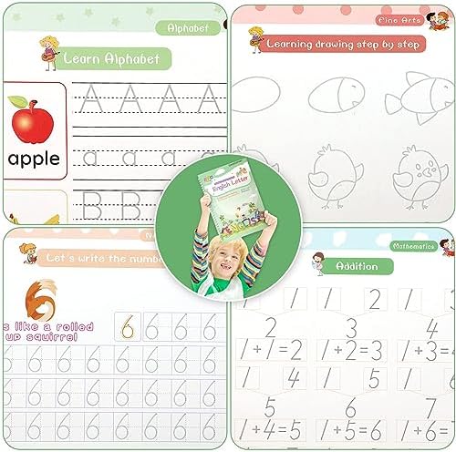 Magical Handwriting Workbooks Handwriting Practice Copybook, Handwriting Aid Magic Pen Reusable Copybook Grooves Template Design for Children Books Suitable for Children's Learning (6)