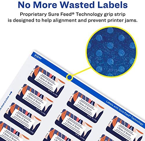 Avery® Printable Durable White Rectangle Labels, Sure Feed® Technology, 1-1/4" x 2-3/8", Print-to-the-Edge, Waterproof Labels, Laser & Pigment-Based Inkjet Compatible, 900 Total