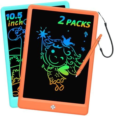 BUKEBU LCD Writing Tablet Doodle Board, Colorful Drawing Pad, Electronic Drawing Tablet, Drawing Pads,Travel Gifts for Kids Ages 3 4 5 6 7 8 Year Old Girls Boys (10.5 inch, Blue&Orange)