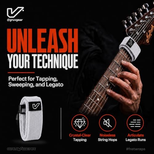 Gruv Gear Fret Wrap & Guitar Mute, Fretwrap for Acoustic, Electric & Bass | String Dampener Recording, Tapping & Practice Accessory (1 Pack, Medium Off-White, Fits 5 String Bass, 7 String Guitar)