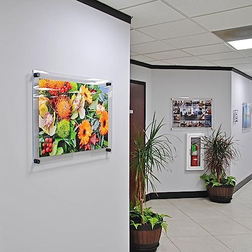 Azar Displays 105530-BLK Acrylic Floating Double Panel Wall Frame,22" x 28" Graphic Size, Overall Frame Size: 26" x 32", Black