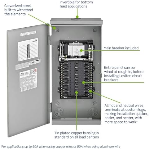 Leviton 20 Space Outdoor Load Center with 125A Main Circuit Breaker, LR212-BDD
