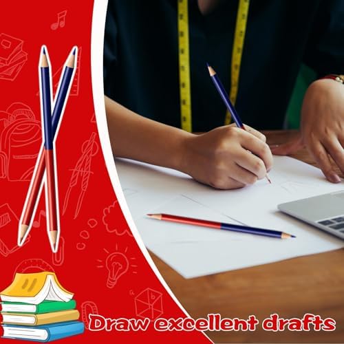 20 PCS Checking & Grading Pencils, Red and Blue Double Ended Erasable Pencils with Sharpeners, Pre-Sharpened #2 HB Back to School Supplies for Teachers, Testing, Office & Map Marking(20)