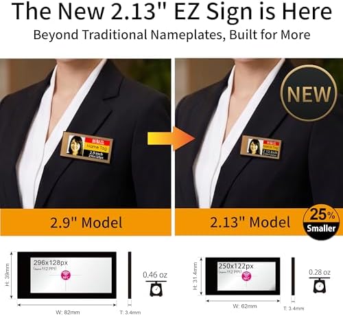 [Santek] EZ Sign NFC E-Paper Display – No Battery, Ultra-Thin 0.13”, Rewritable 4-Color Digital Display, App-Controlled (iOS/Android/PC), IP65 (White, 2.13" 6pcs, No Stand and Clip Included)