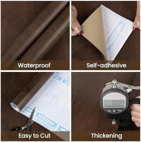 Abyssaly Wood Contact Paper - Brown Walnut Wood Grain Peel and Stick Wallpaper for Countertops - Self Adhesive Removable Wood Viny Film Easy to Clean for Cabinets Desks and Drawers15.7 x 118"