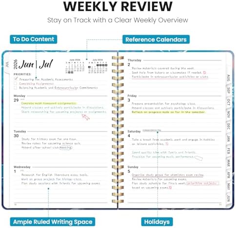 Large Planner 2026-2027, A4 (8.5" x 11") Hardcover Weekly & Monthly Planner July 2026 - June 2027 with Monthly Tabs, Academic Planner for School, Work and Office, Crescent Mermaid