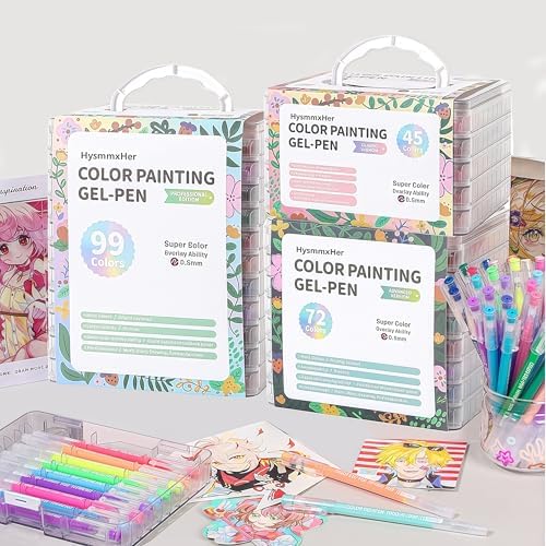 72 Advanced Colored Gel Pens Set, 0.6mm Fine Point for Black Paper & White Paper, Pens for Journaling, Adult Coloring Books, Bible, Drawing, Note Taking, Art & Journaling Supplies