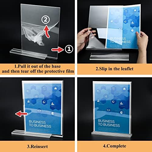 Arrobust 8.5x11 Acrylic Sign Holder 3 Pack Vertical Clear Table Menu Signs Holder,