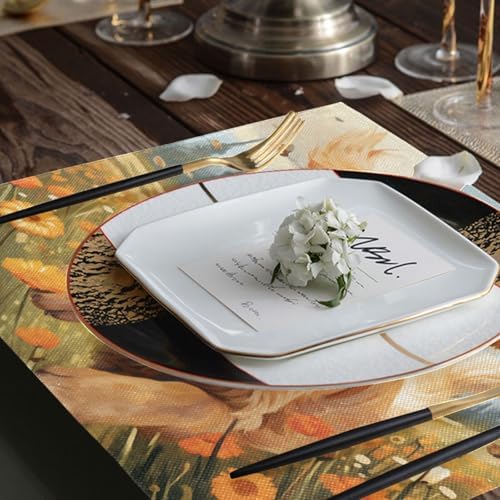 ALAZA Happy Golden Retriever in Flower Field 1 PC Placemats Rectangle Table Mat for Dining Table Restaurant Kitchen Home Decor, 12" x 18"