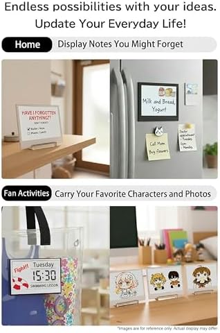[Santek] EZ Sign NFC E-Paper Display – No Battery, Ultra-Thin 0.13”, Rewritable 4-Color Digital Display, App-Controlled (iOS/Android/PC), IP65 (Black, 4.2" 6pcs, No Stand and Clip Included)