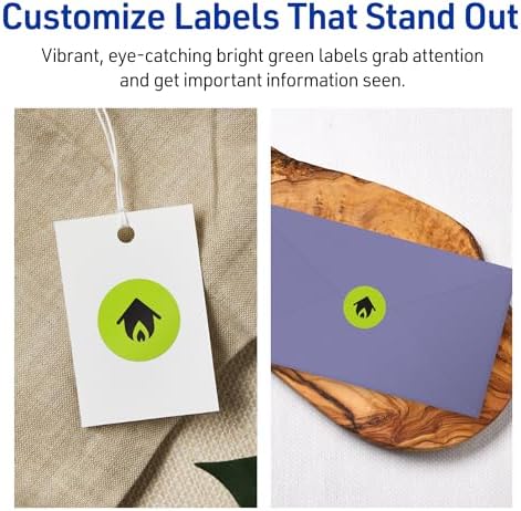 Avery Printable Round Labels, Sure Feed Technology, 3/4" Diameter, Bright Green Labels, Print-to-the-Edge, Laser/Inkjet, 6,400 Total, Great for Price Stickers and Mailing Seals