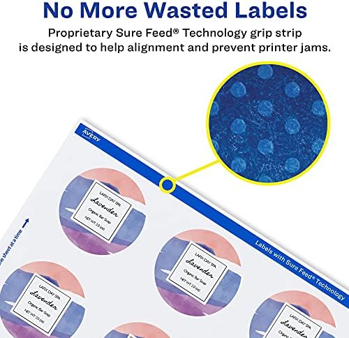 Avery® Matte White Round Labels, Sure Feed® Technology, 1.5" Diameter, 500 Matte White Printable Labels