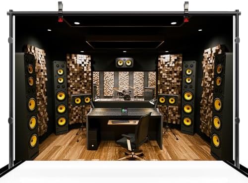 20x10ft Recording Studio Backdrop Professional Sound Mixer Sound Source Equipment Listening Device Operation Desk Background Singer Music Producer Party Decor Photo Booth Studio Props