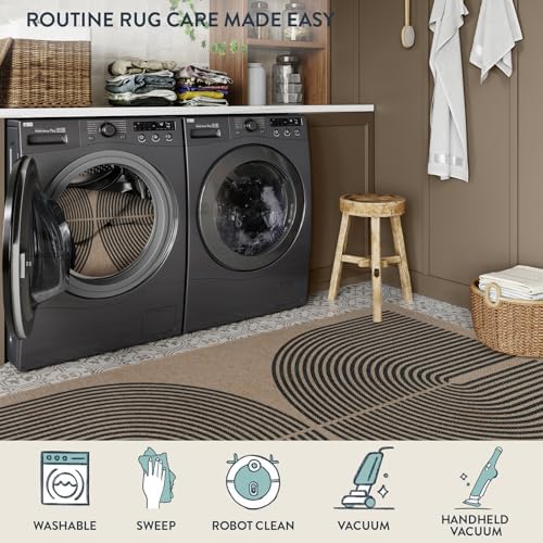 Lahome Modern Rainbow Easy Jute 9x12 Rug, Large Non Slip Indoor Outdoor Rug