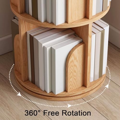 GAMAK Small Rotating Bookshelf 360 Display 3-4 Tier for Small Spaces Kids Narrow Swivel Corner Book Shelf Wood Used in Bedrooms Living Rooms Study Office (Color : Walnut, Size : Four)