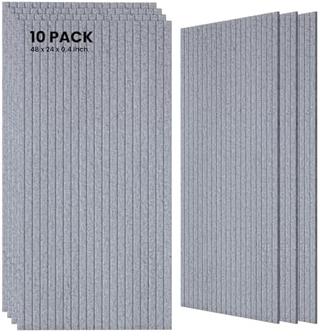 TO-TH Acoustic Wall Panels Large Noise Deadening Panel 10 Pack, Silver Gray