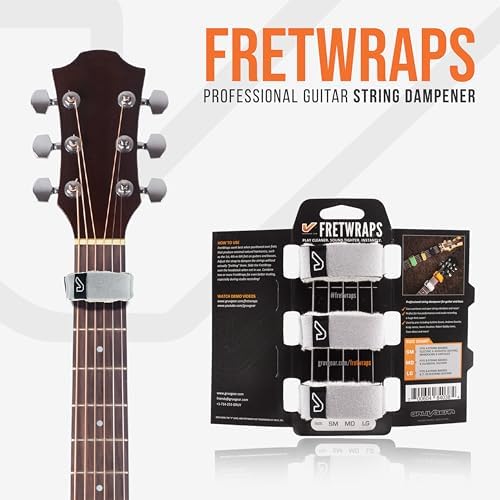 Gruv Gear Fret Wrap & Guitar Mute, Fretwrap for Acoustic, Electric & Bass | String Dampener Recording, Tapping & Practice Accessory (3 Pack, Medium Off-White, Fits 5 String Bass, 7 String Guitar)
