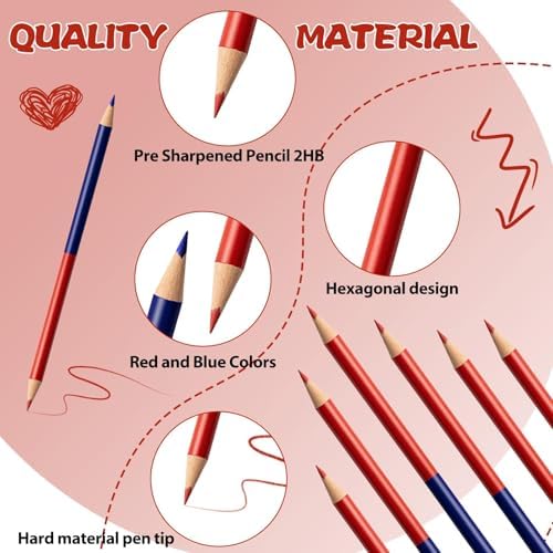 20 PCS Checking & Grading Pencils, Red and Blue Double Ended Erasable Pencils with Sharpeners, Pre-Sharpened #2 HB Back to School Supplies for Teachers, Testing, Office & Map Marking(20)