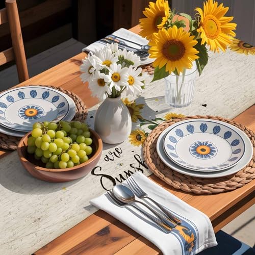 You are My Sunshine Table Runner Dresser Scarf 13 x 120 Inch Vintage Sunflowers Newspaper Texture Table Runners Non-Slip Heat Resistant Kitchen Dining Table Decor for Home Holidays Indoor Outdoor
