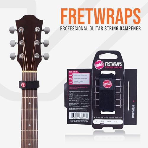 Gruv Gear Fret Wrap & Guitar Mute MTD Edition, Fretwrap for Acoustic, Electric & Bass | String Dampener Recording, Tapping & Practice Accessory (1 Pack, Small Black, Fits 4 String Bass, 6 String