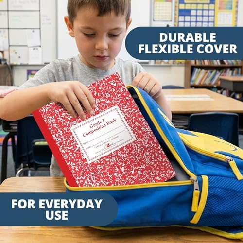 ROARING SPRING Primary Composition Book, Handwriting Notebook for Kids (K - 3rd Grade), Grade 3 Ruled, 3/8" Skip-Line Manuscript Paper, Flexible Cover, 9.75" x 7.5", 50 Sheets/100 Pages, 12 Pack