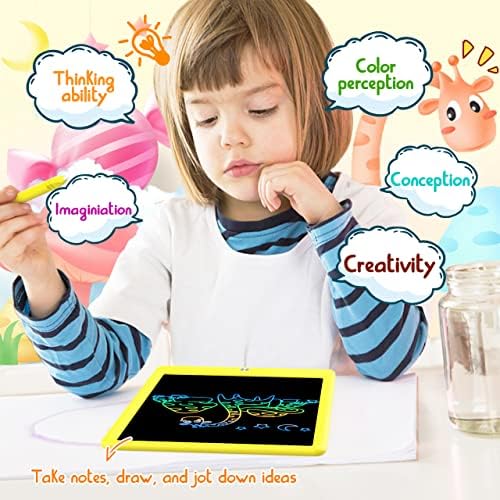 BUKEBU LCD Writing Tablet,10.5 inch Colorful Doodle Board for Kids (Yellow)