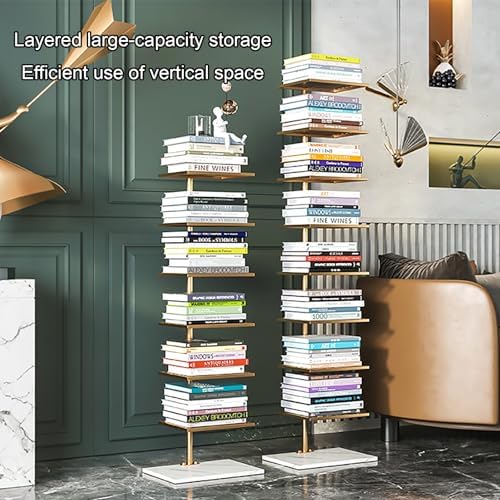 Modern Open Vertical Bookcase,Invisible Floating Storage Rack,Narrow Floor Standing Organizer for Small Spaces,Gold-115cm/45.3in