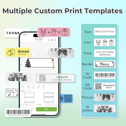 Nelko P21 Label Maker Machine with Tape, Bluetooth Label Printer, Black