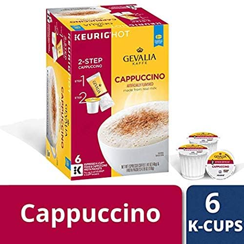Gevalia Cappuccino Keurig K Cup Pods with Froth Packets 5.98oz (24 Count, 4 Boxes)