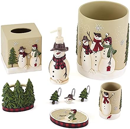 Avanti Linens - Soap Dish, Resin Countertop Accessories, Christmas Decorations (Snowmen Gathering Collection)