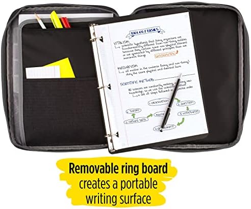 Five Star Zipper Binder, 1 Inch 3-Ring Binder with Round Rings, Carry-All with Pockets and 4-Tab Dividers, 375 Sheet Capacity, Black/Gray (29092IT8) (Pack of 8)