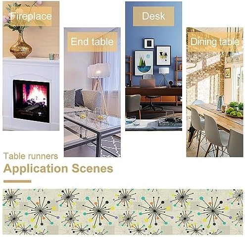 Mid Century Geometric Table Runner,Table Runners for Kitchen Dining Modern Tables Decor Decoration for Kitchen Family Dinner Table Holiday Party Farmhouse 13 x 60 Inch