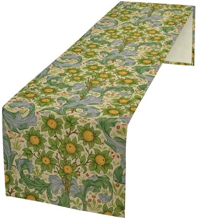 William Morris Original Design Green Table Runner Vintage Floral Table Runner for Dining Table Decor 13 x 70 Inch