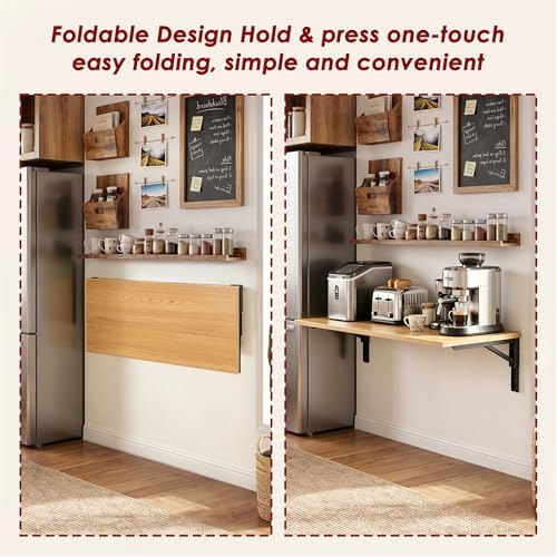Need 47x20 Inch Wall Mounted Folding Table for Office Laundry Teak