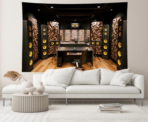17x10ft Recording Studio Backdrop Professional Sound Mixer Sound Source Equipment Listening Device Operation Desk Background Singer Music Producer Party Decor Photo Booth Studio Props