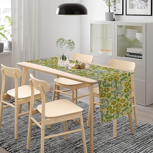 William Morris Original Design Green Table Runner Vintage Floral Table Runner for Dining Table Decor 13 x 120 Inch