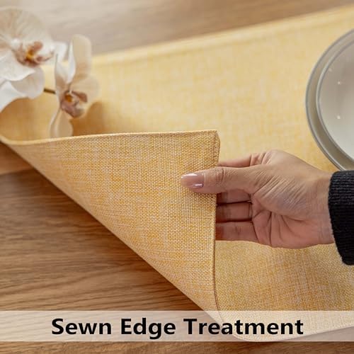 Demetex Yellow Placemats Set of 4 Fabric Table Place Mats for Dinner Heat Resistant Cloth Placemat for Kitchen Dining Tables, Yellow