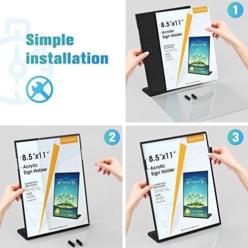 MaxGear Fall Resistant Acrylic Sign Holder 8.5 x 11 Inches 12 Pack