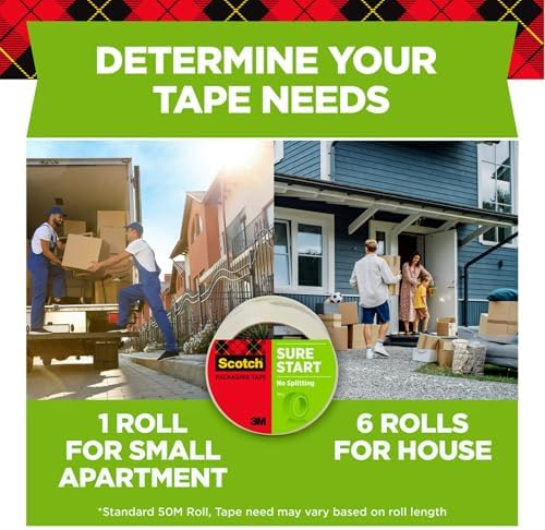 Scotch Sure Start Moving Packaging Tape, 1.88 in x 54.6 yd