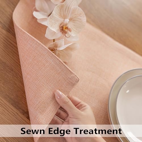 Demetex Pink Placemats Set of 4 Heat Resistant Linen Plate Mats Washable Cloth Place Mats for Dining Tables Restaurants, 13 x 19 inches, Pink