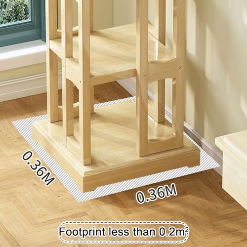 GAMAK Rotating Bookshelf 360 Display 4 Tier Floor Standing Bookcase Small Book Shelf Stand on Wheels Kids Bookshelf and Storage Rack for Small Space (Size : Bamboo, Color : Three)