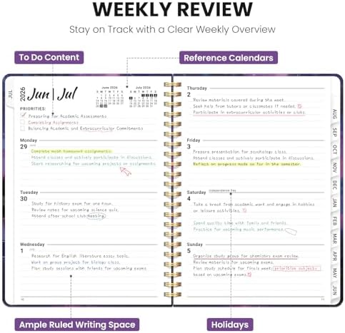 Large Planner 2026-2027, A4 (8.5" x 11") Hardcover Weekly & Monthly Planner July 2026 - June 2027 with Monthly Tabs, Academic Planner for School, Work and Office, Violet Lagoon