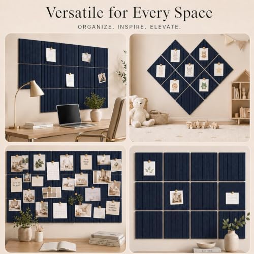 Stripe Felt Bulletin Board Tiles, Cork Board Alternative 24 x 36 in