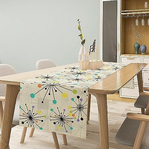 Mid Century Geometric Table Runner,Table Runners for Kitchen Dining Modern Tables Decor Decoration for Kitchen Family Dinner Table Holiday Party Farmhouse 13 x 60 Inch